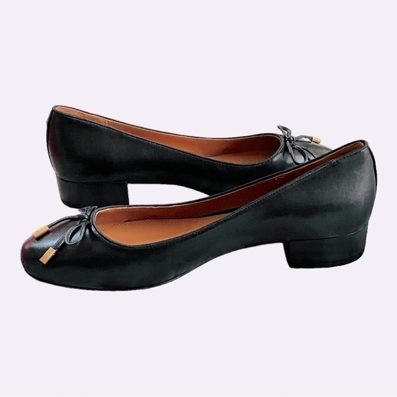 TORY BURCH Brooke Bow 25MM Black Nappa Leather Ballet Heels Size 5.5 - Picture 7 of 8